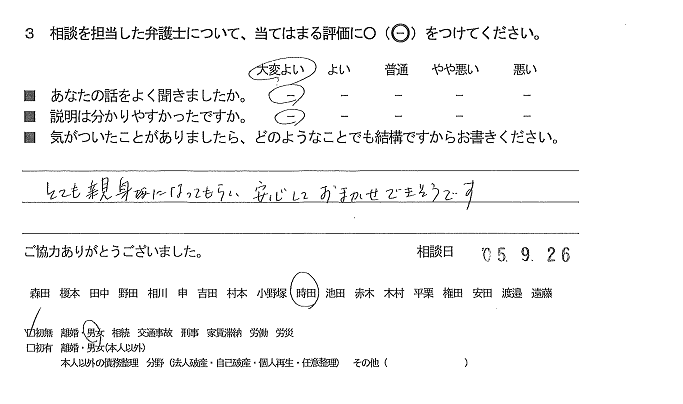 お客様の声（ご相談者の声）評判・口コミ