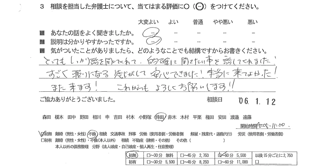 お客様の声（ご相談者の声）評判・口コミ