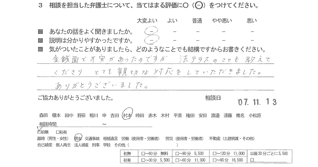 お客様の声（ご相談者の声）評判・口コミ
