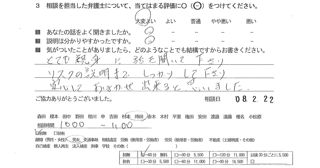 お客様の声（ご相談者の声）評判・口コミ