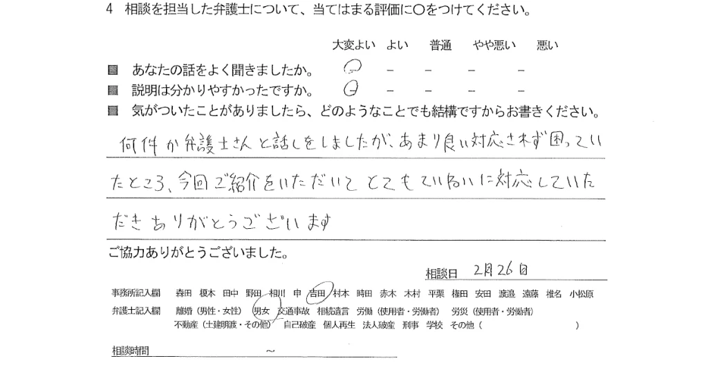 お客様の声（ご相談者の声）評判・口コミ