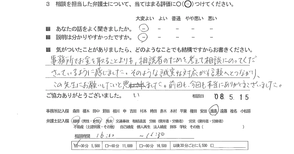お客様の声（ご相談者の声）評判・口コミ