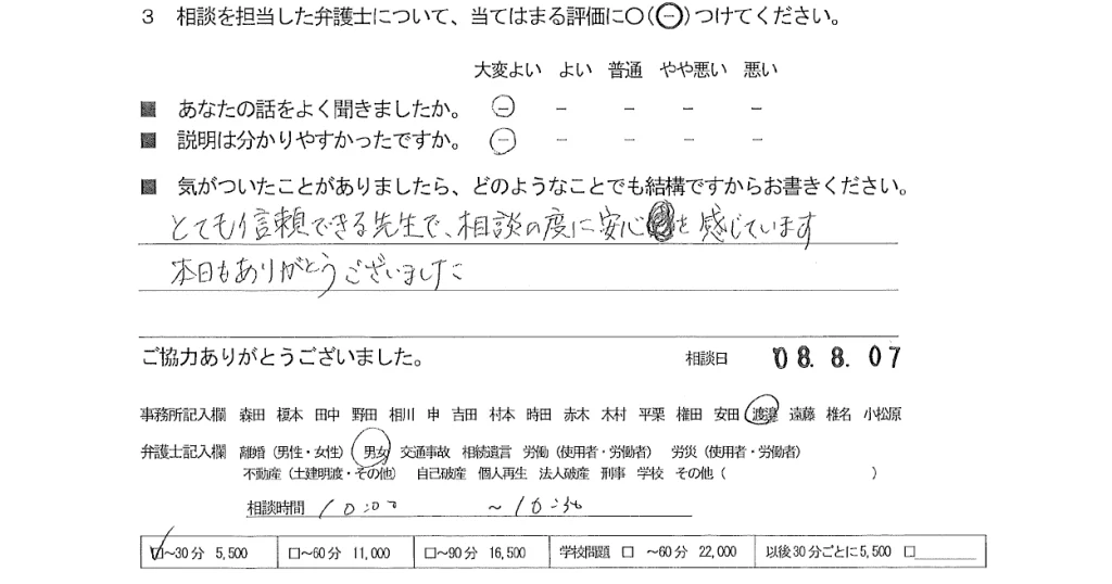 お客様の声（ご相談者の声）評判・口コミ